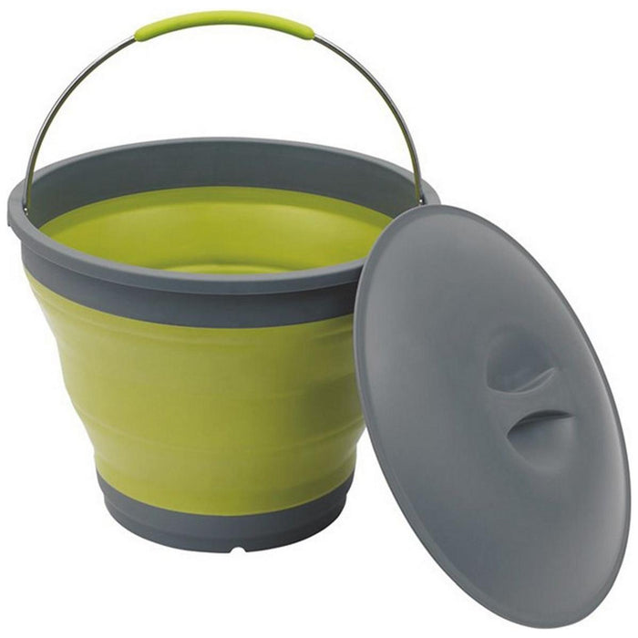 Collaps Bucket with Lid Green: Compact and Collapsible Camping Bucket with Lid - Outwell - My Roof Tent
