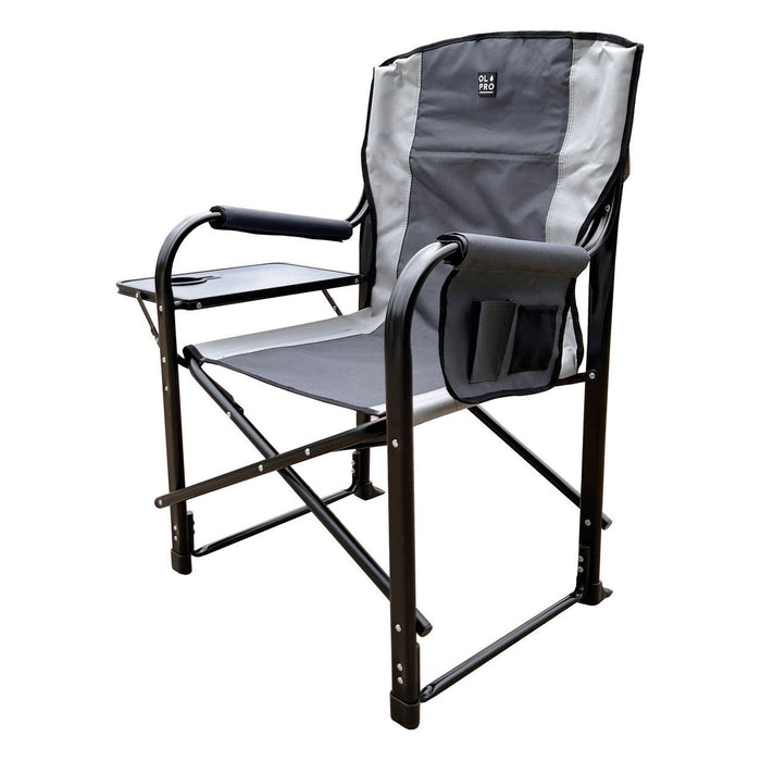 Olpro Directors Chair with side table Grey & Charcoal - Olpro - My Roof Tent