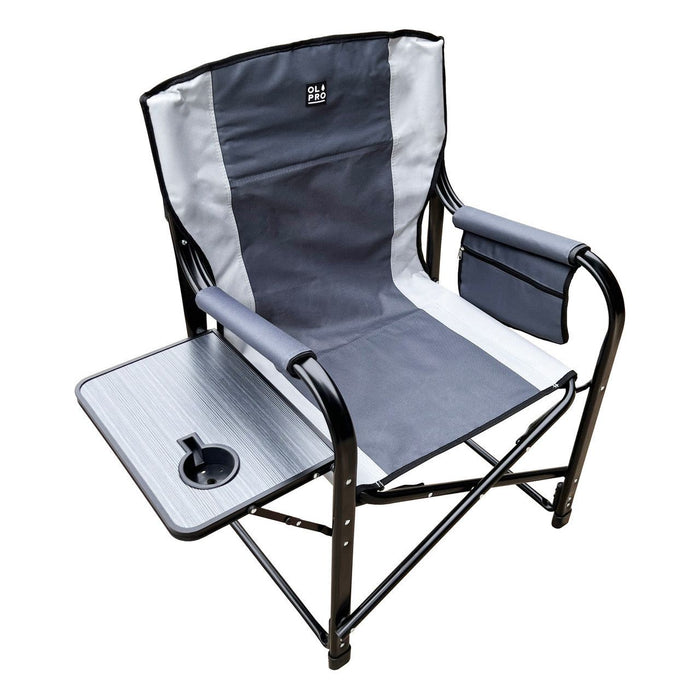 Olpro Directors Chair with side table Grey & Charcoal - Olpro - My Roof Tent