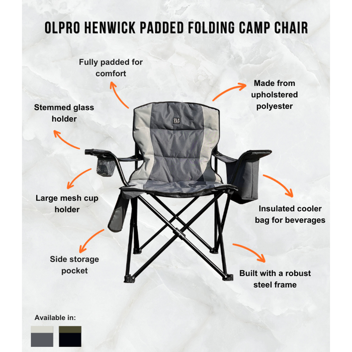 Olpro Henwick Chair Grey & Black - Olpro - My Roof Tent