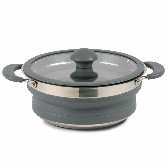 Kampa Folding Collapsible Silicone & Stainless Steel Saucepan 3 Litre Grey - Kampa - My Roof Tent