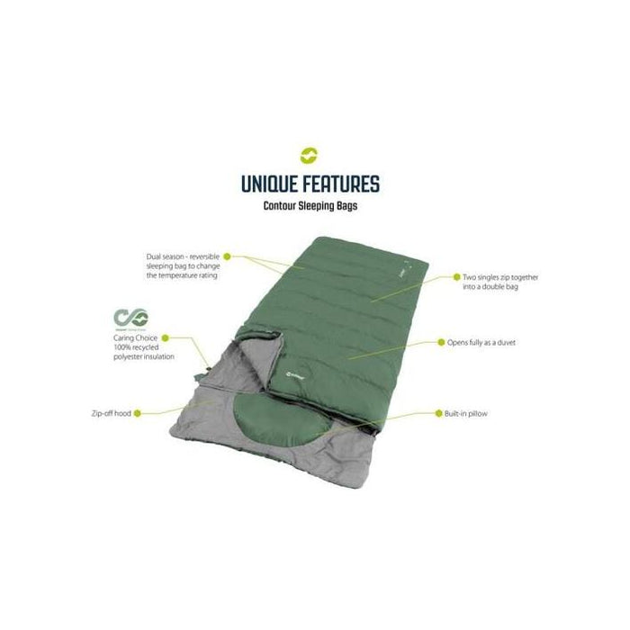 Outwell Contour Lux Single Sleeping Bag 3 Season Deep Blue - Outwell - My Roof Tent