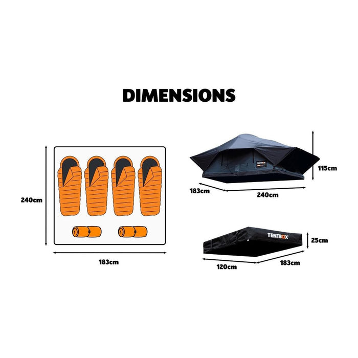 TentBox Lite XL (Slate Grey) 4 Person Roof Tent - TENTBOX - My Roof Tent