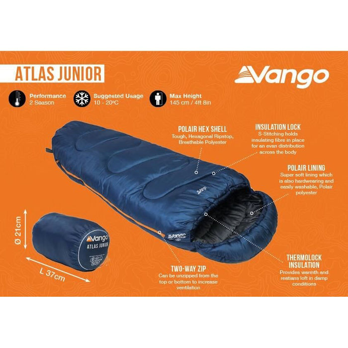 Vango Atlas Junior Junior Ink Blue Sleeping Bag Junior - Vango - My Roof Tent