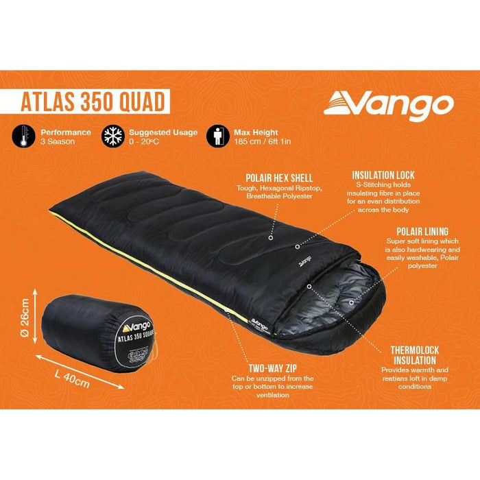 Vango Atlas 350 Quad Square Sleeping Bag 2024 - Vango - My Roof Tent