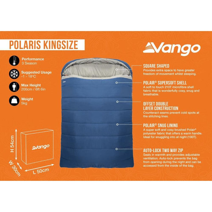 Vango Polaris Kingsize Sleeping Bag Kingsize Neptune - Vango - My Roof Tent