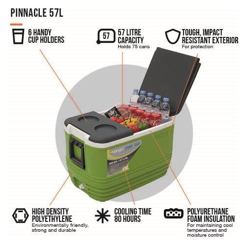 Vango Pinnacle 60 QT 57L Green Picnic Camping Food Drink Cool Box Cooler - Vango - My Roof Tent