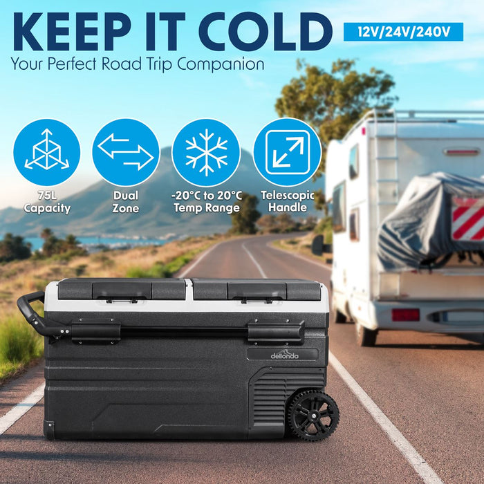 Dellonda Portable Fridge Freezer/Cool Box with LED Display 75L DL127 - Dellonda - My Roof Tent
