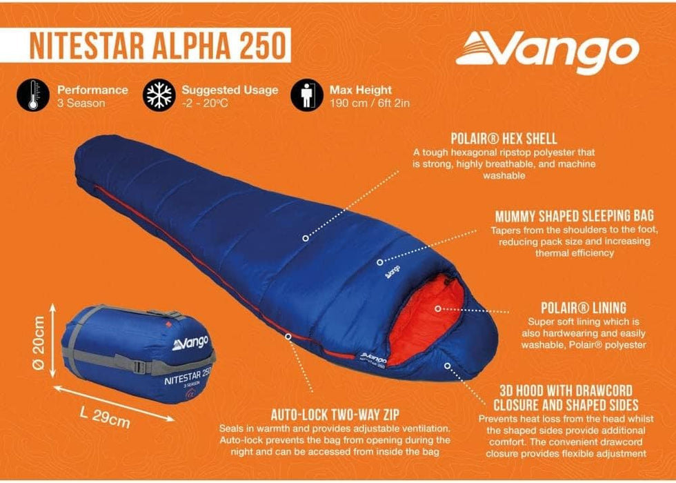 Vango Nitestar Alpha 250 Classic Blue Sleeping Bag - Vango - My Roof Tent