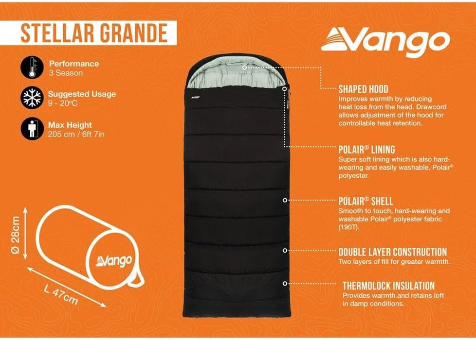 Vango Stellar Grande Sleeping Bag Black - Vango - My Roof Tent