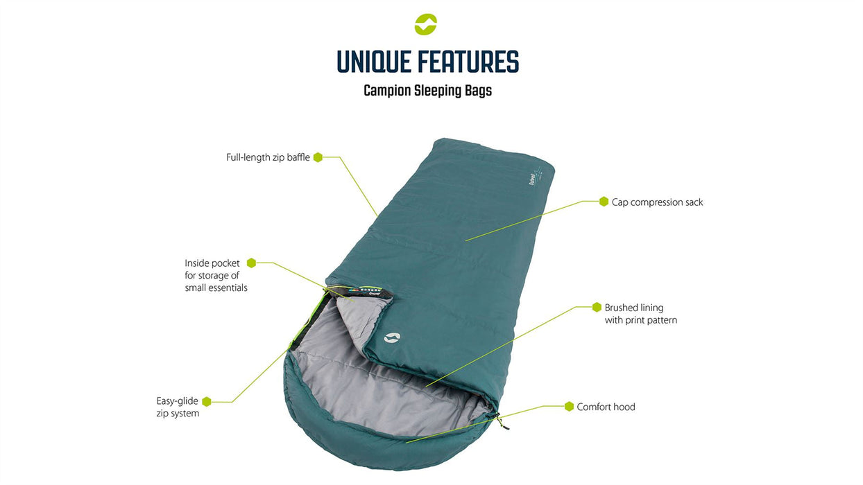 Outwell Campion Lux Double Dark Grey Double Sleeping Bag - Outwell - My Roof Tent