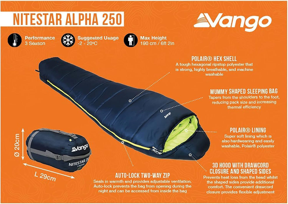Vango Nitestar Alpha 250 Ocean Green Sleeping Bag - Vango - My Roof Tent