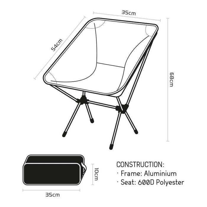 Oxford Camping Chair Black: Lightweight and Foldable Outdoor Chair for Camping - Oxford - My Roof Tent