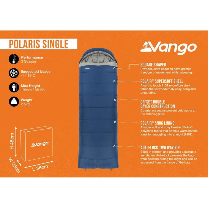 Vango Polaris Single Sleeping Bag Single Neptune - Vango - My Roof Tent