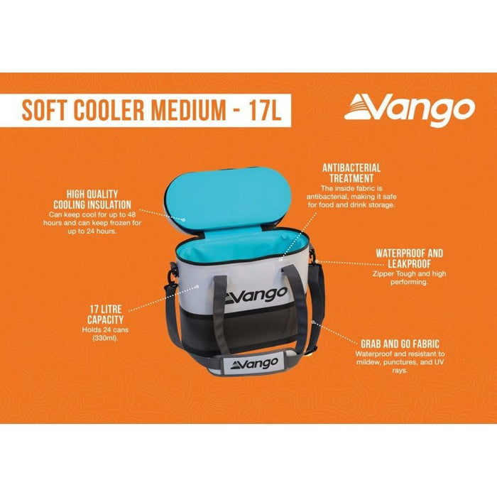 Vango Soft Cooler Medium - 17L Cooler Coolbox 17L Cool Grey - Vango - My Roof Tent