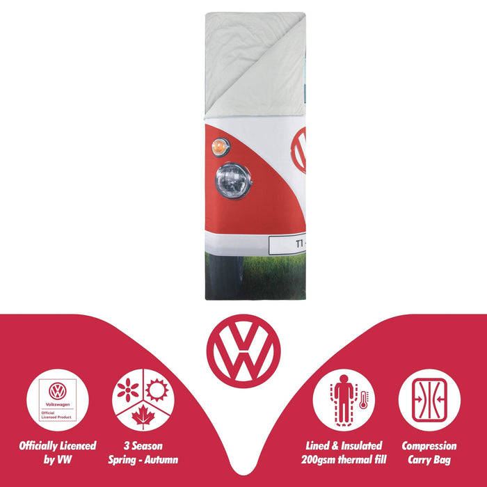 Vw Single Sleeping Bag Titan Red 190Cm X 75Cm OL0182-RD - Board Masters - My Roof Tent