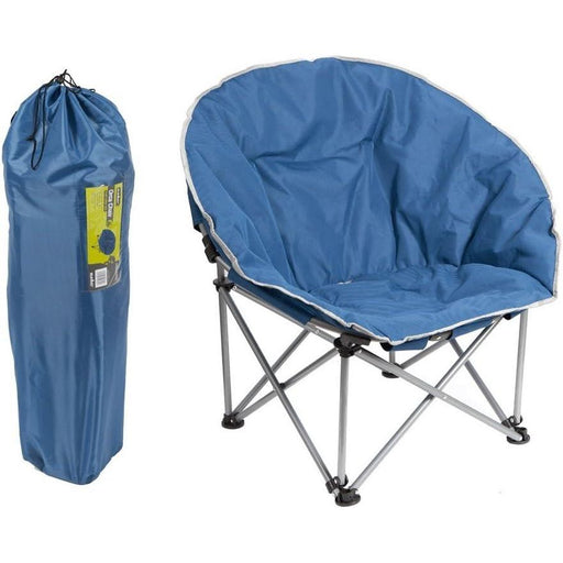 Blue Adult Bucket Camping Chair Padded High Back Folding Orca Moon Chair & Bag - Summit - My Roof Tent
