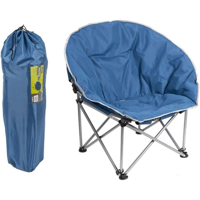 Blue Adult Bucket Camping Chair Padded High Back Folding Orca Moon Chair & Bag - Summit - My Roof Tent