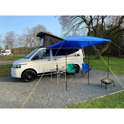 Campervan Awning Sun Canopy Sunshade Motorhome for 4 or 6mm Rail Blue T4 T5 T6 - Maypole - My Roof Tent