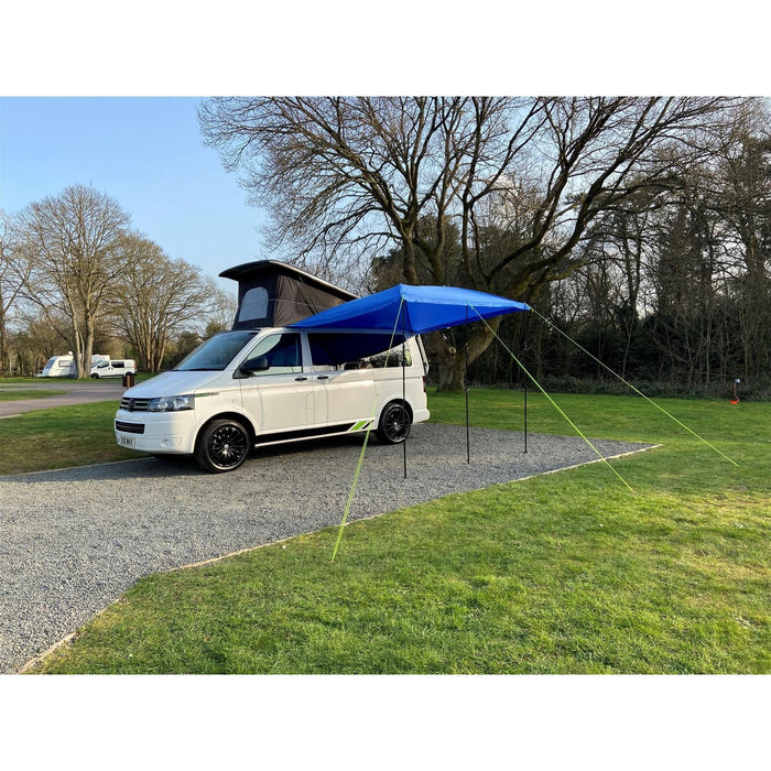 Campervan Awning Sun Canopy Sunshade Motorhome for 4 or 6mm Rail Blue T4 T5 T6 - Maypole - My Roof Tent