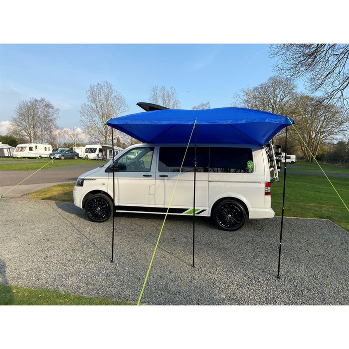 Campervan Awning Sun Canopy Sunshade Motorhome for 4 or 6mm Rail Blue T4 T5 T6 - Maypole - My Roof Tent