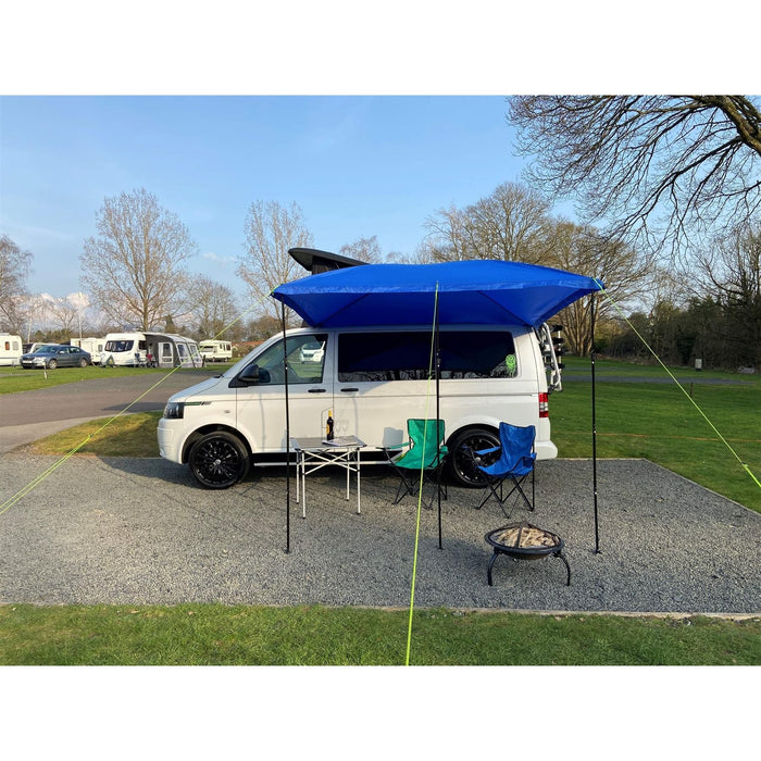 Campervan Awning Sun Canopy Sunshade Motorhome for 4 or 6mm Rail Blue T4 T5 T6 - Maypole - My Roof Tent