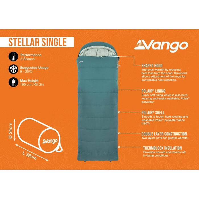 Vango Stellar Single Sleeping Bag Single Oasis - Vango - My Roof Tent