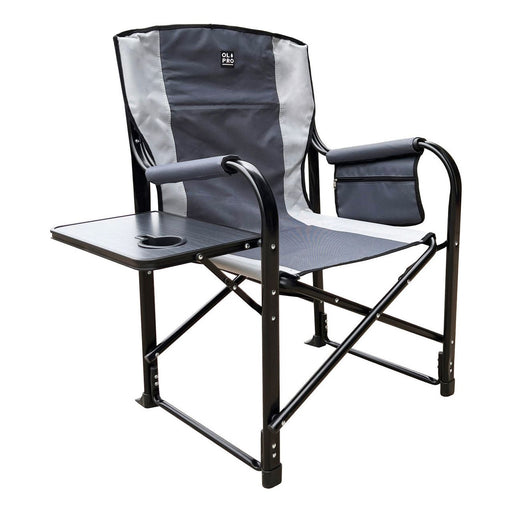 Olpro Directors Chair with side table Grey & Charcoal - Olpro - My Roof Tent