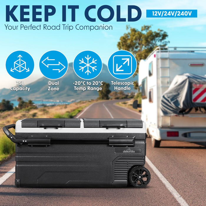 Dellonda Portable Fridge Freezer/Cool Box with LED Display 95L DL128 - Dellonda - My Roof Tent