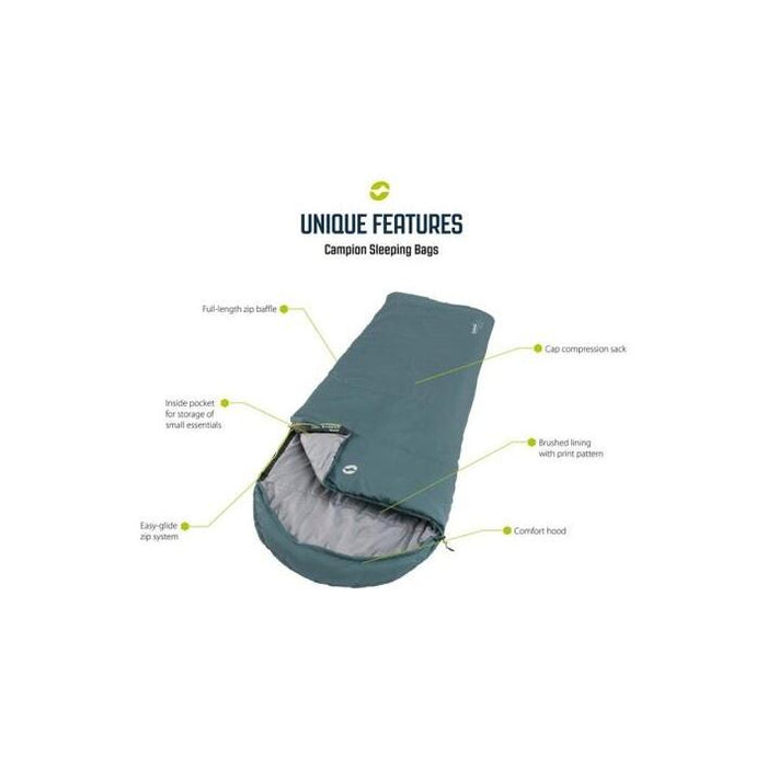 Outwell Campion Single Sleeping Bag with Comfort Hood - Outwell - My Roof Tent