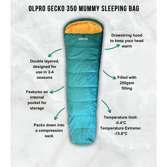 Olpro Geko 350 Mummy Sleeping Bag - Olpro - My Roof Tent