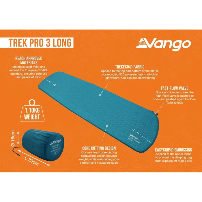 Vango Trek Pro 3 Long 3 Long Atom Blue Air Beds - Vango - My Roof Tent