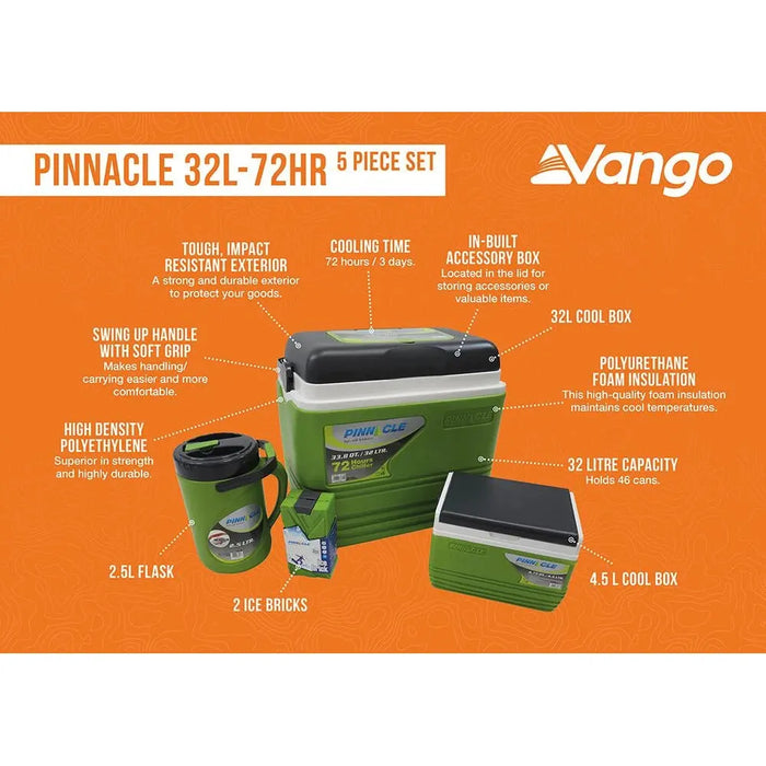 Vango Pinnacle 72Hr 5 Piece Set 32L Green Coolbox - Vango - My Roof Tent