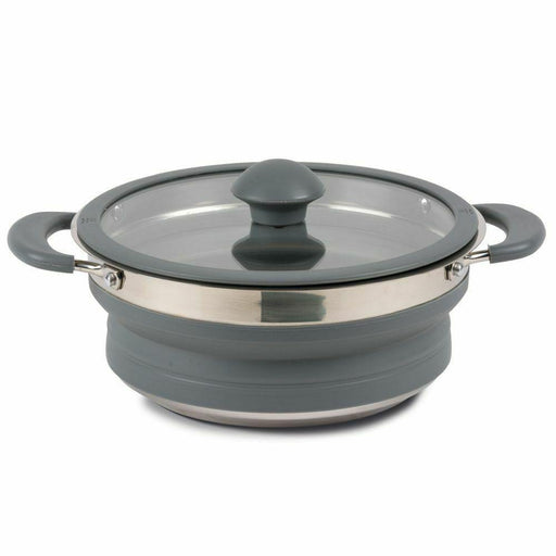 Kampa Folding Collapsible Silicone & Stainless Steel Saucepan 3 Litre Grey - Kampa - My Roof Tent
